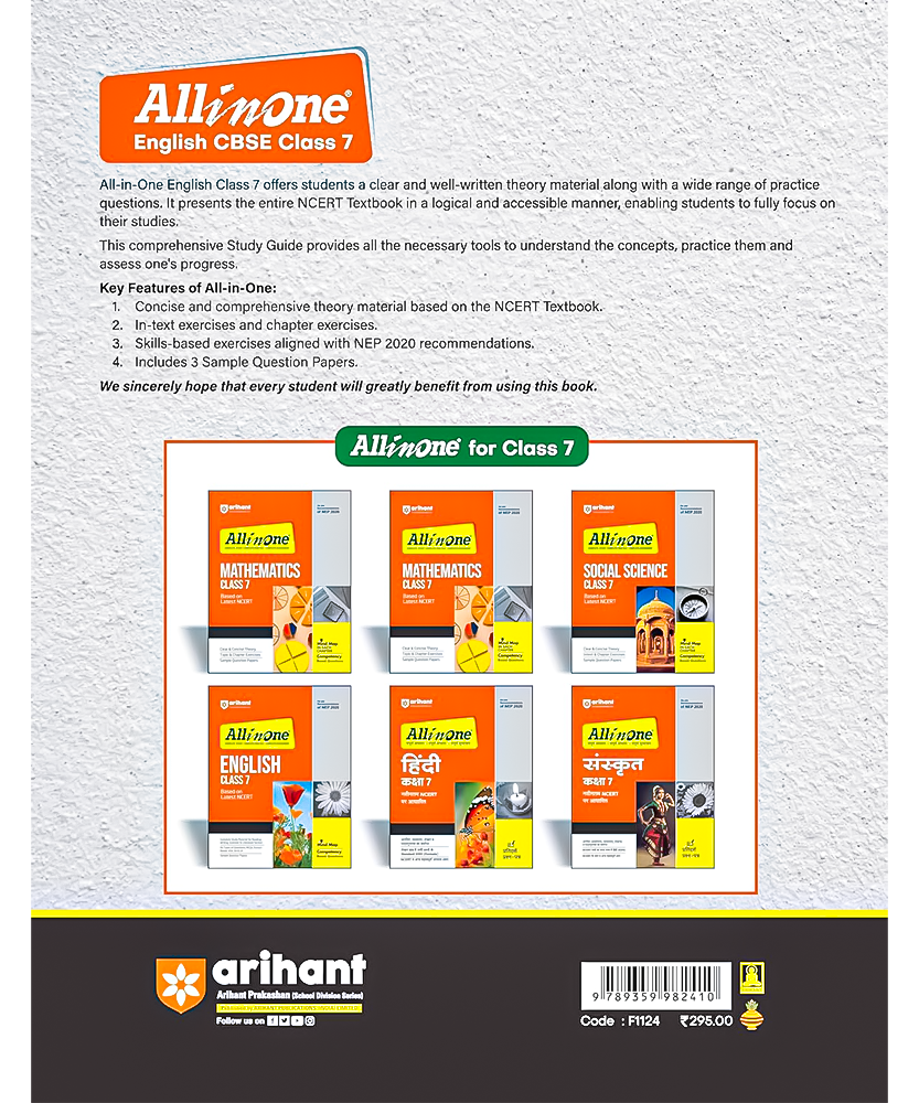 Arihant All In One English Class 7th Based On Latest NCERT For CBSE Exams 2025