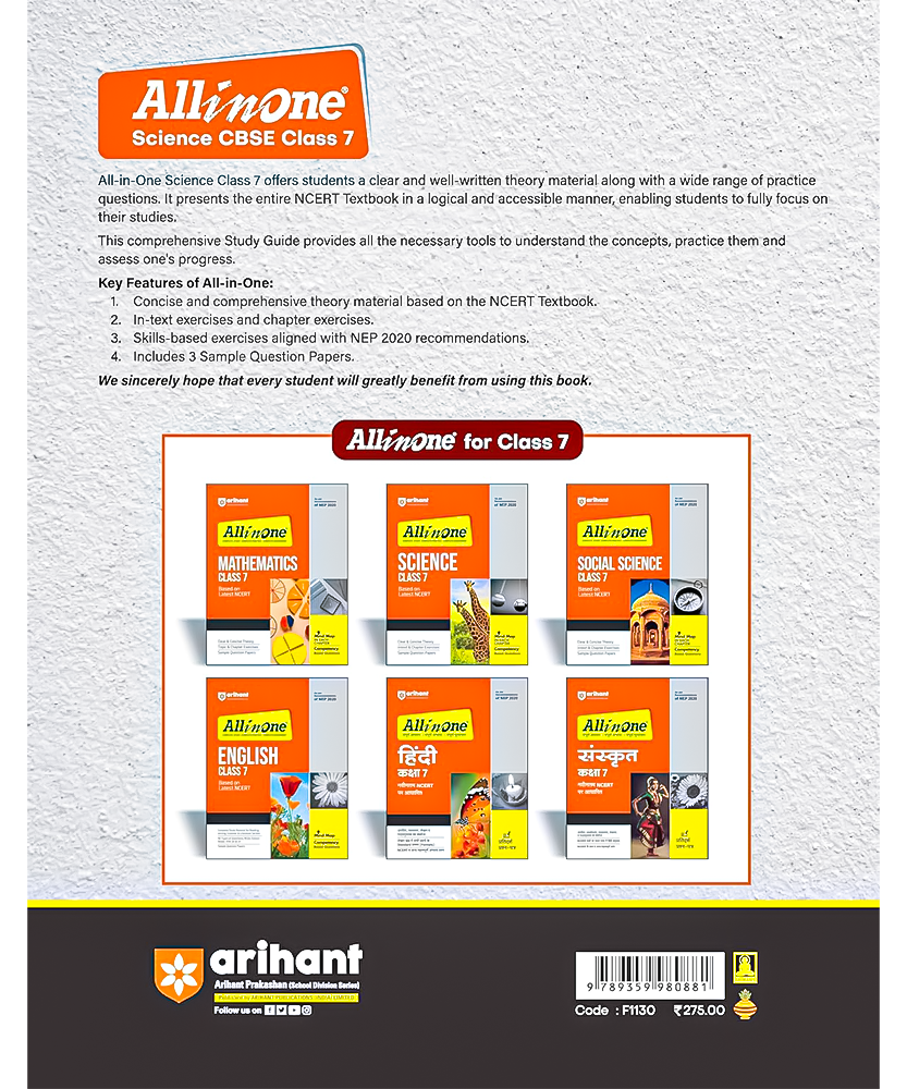 Arihant All In One Science Class 7 Based On Latest NCERT For CBSE Exams 2025