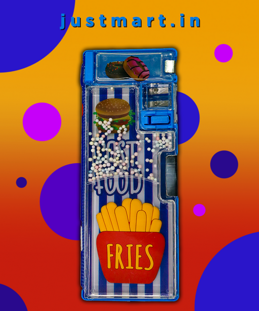 Food Fries Blue Pencil Box