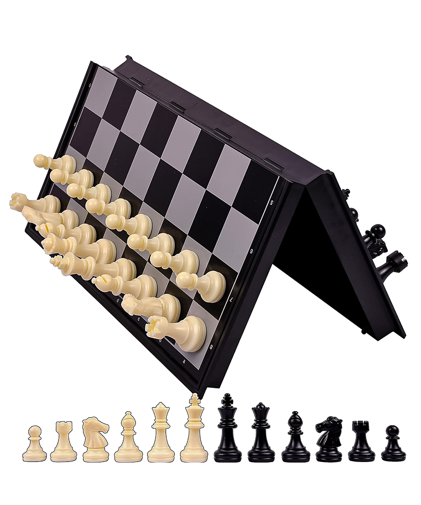 Magnetic Chessboard Game Set with Folding Travel Portable Case Chess Board Set