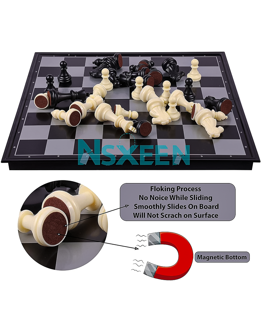 Magnetic Chessboard Game Set with Folding Travel Portable Case Chess Board Set