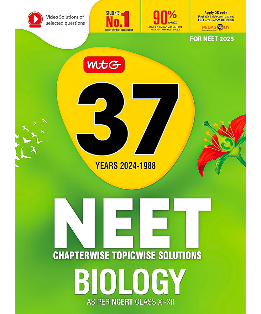 MTG 37 Years NEET Previous Year Solved Question Papers with NEET PYQ Chapterwise Topicwise Solutions Biology For NEET 2025 Exam