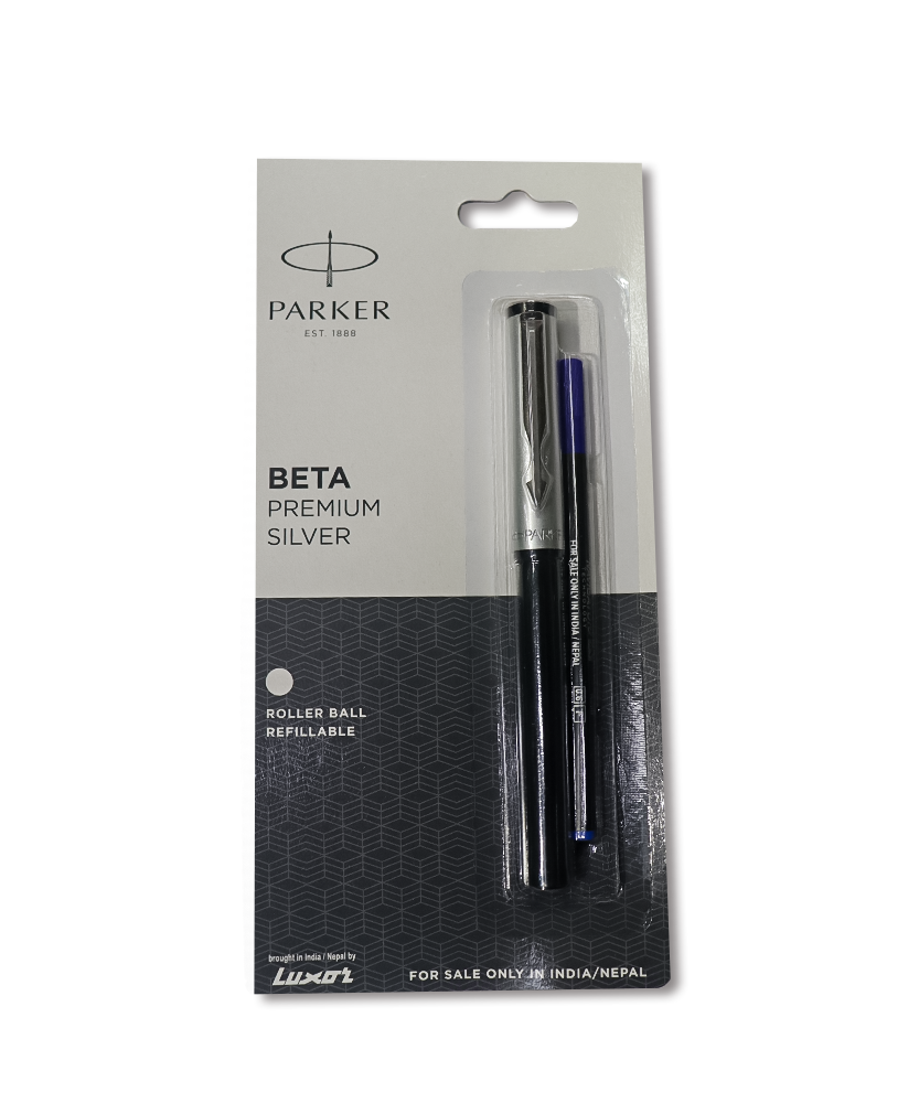 Parker Beta Premium Silver Stainless Steel Trim Roller Ball Pen