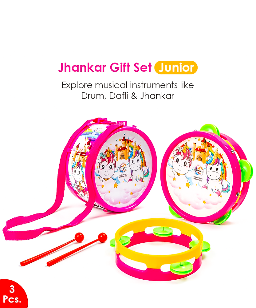 Ratna's 3 in 1 Musical Jhankar Gift Set Junior Unicorn Printed